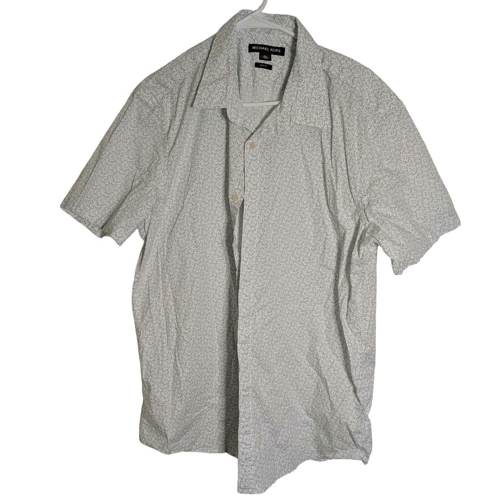 Michael Kors Men's Subtle Patterned Gray Short Sleeve Shirt